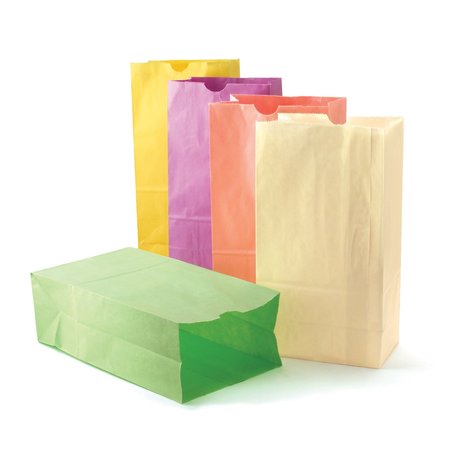 HYGLOSS PRODUCTS Gusseted Paper Bags, Size #6, Pastel Colors, PK84 66289